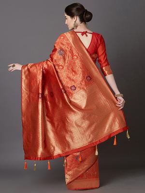 floral banarasi saree with blouse - 16954368 - Standard Image - 2