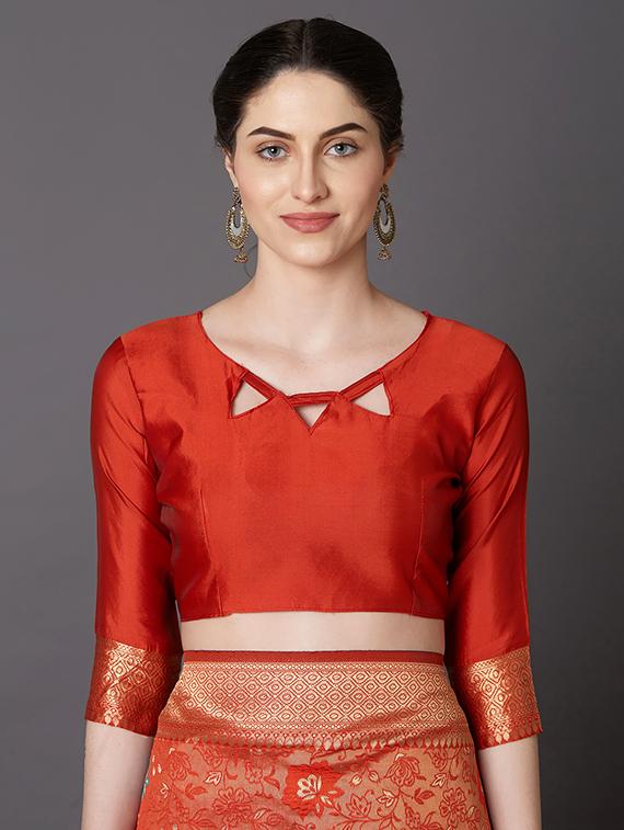 floral banarasi saree with blouse - 16954368 - Zoom Image - 3