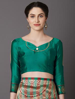 striped banarasi saree with blouse - 16954378 - Standard Image - 3