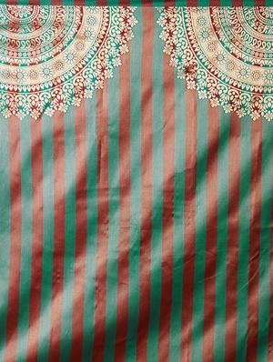 striped banarasi saree with blouse - 16954378 - Standard Image - 4