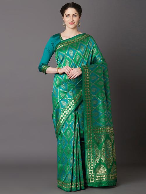 self design banarasi saree with blouse - 16954384 - Standard Image - 1