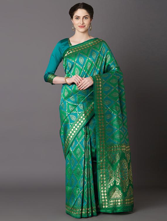 self design banarasi saree with blouse - 16954384 - Zoom Image - 1