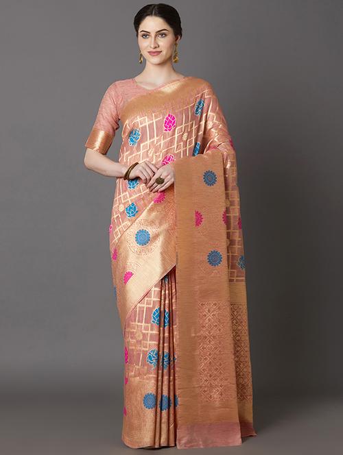 floral banarasi saree with blouse - 16954389 - Standard Image - 1