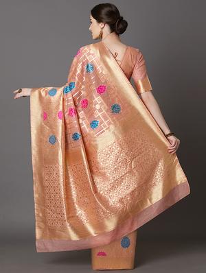 floral banarasi saree with blouse - 16954389 - Standard Image - 2