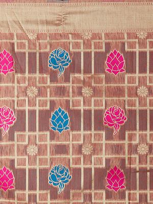 floral banarasi saree with blouse - 16954389 - Standard Image - 4