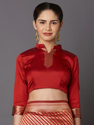 striped banarasi saree with blouse - 16954391 - Standard Image - 3