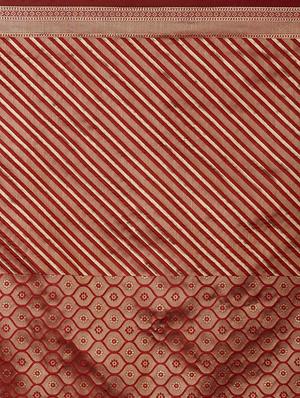 striped banarasi saree with blouse - 16954391 - Standard Image - 4