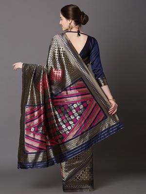 self design banarasi saree with blouse - 16954392 - Standard Image - 2