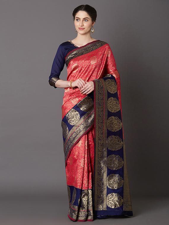bordered banarasi saree with blouse - 16954398 - Zoom Image - 1