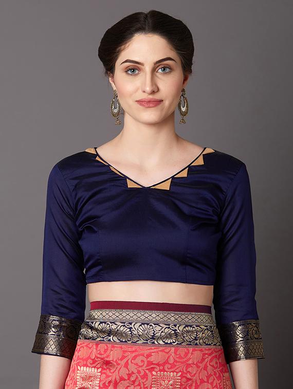 bordered banarasi saree with blouse - 16954398 - Zoom Image - 3