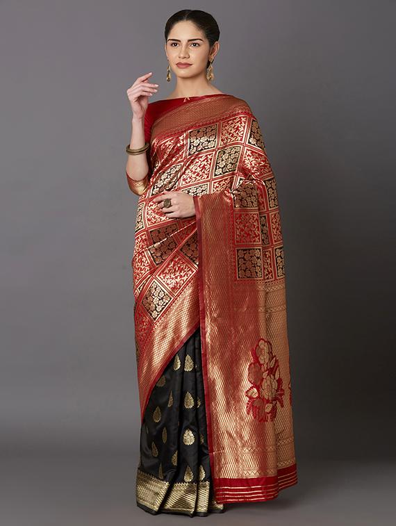 half & half banarasi saree with blouse - 16954399 - Zoom Image - 1