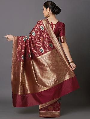self design banarasi saree with blouse - 16954401 - Standard Image - 2