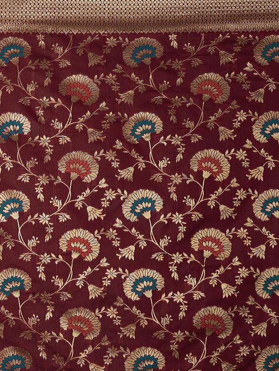 self design banarasi saree with blouse - 16954401 - Zoom Image - 4
