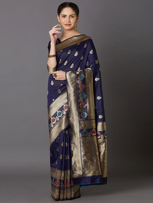 self design banarasi saree with blouse - 16954403 - Standard Image - 1