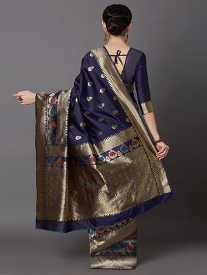 self design banarasi saree with blouse - 16954403 - Standard Image - 2
