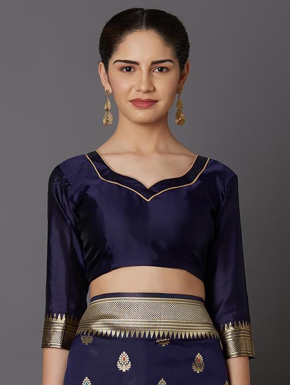 self design banarasi saree with blouse - 16954403 - Zoom Image - 3