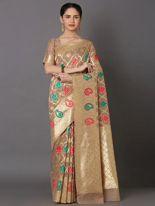 self design banarasi saree with blouse - 16954405 - Standard Image - 1
