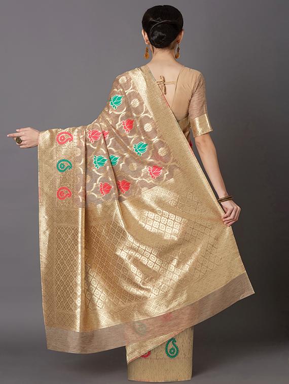 self design banarasi saree with blouse - 16954405 - Zoom Image - 2