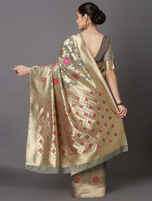 self design banarasi saree with blouse - 16954407 - Standard Image - 2