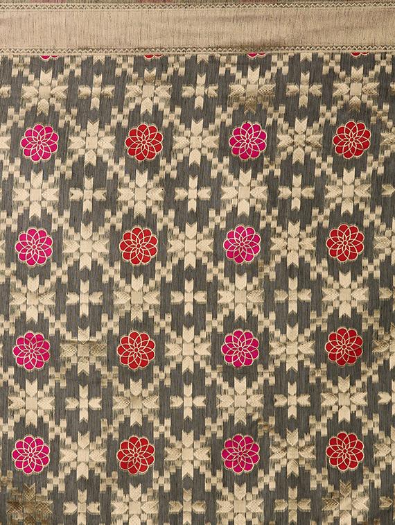 self design banarasi saree with blouse - 16954407 - Zoom Image - 4