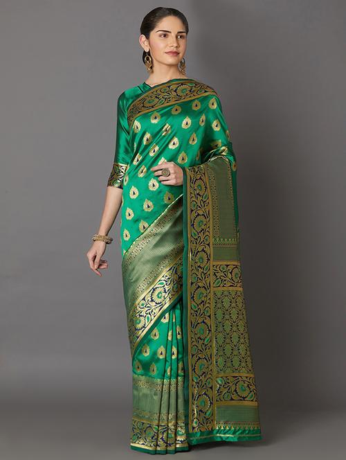 self design banarasi saree with blouse - 16954408 - Standard Image - 1