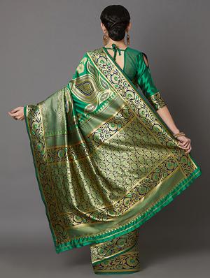 self design banarasi saree with blouse - 16954408 - Standard Image - 2