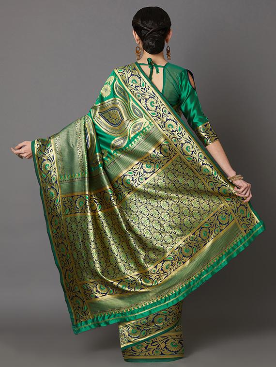 self design banarasi saree with blouse - 16954408 - Zoom Image - 2