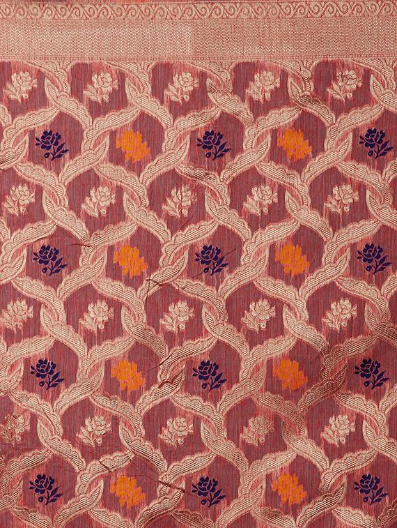 self design banarasi saree with blouse - 16954409 - Zoom Image - 4