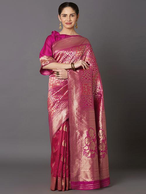 self design banarasi saree with blouse - 16954411 - Standard Image - 1
