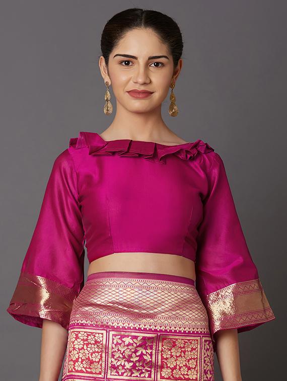 self design banarasi saree with blouse - 16954411 - Zoom Image - 3