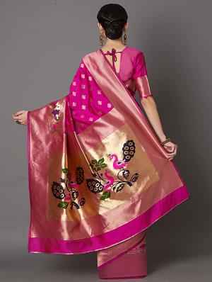 self design banarasi saree with blouse - 16954412 - Standard Image - 2