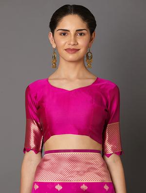 self design banarasi saree with blouse - 16954412 - Standard Image - 3