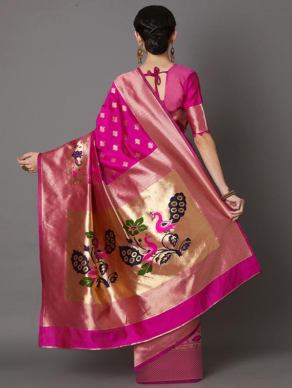 self design banarasi saree with blouse - 16954412 - Zoom Image - 2