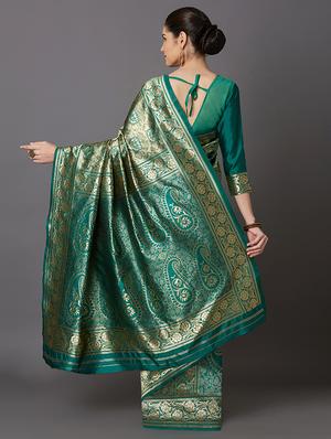 self design banarasi saree with blouse - 16954413 - Standard Image - 2