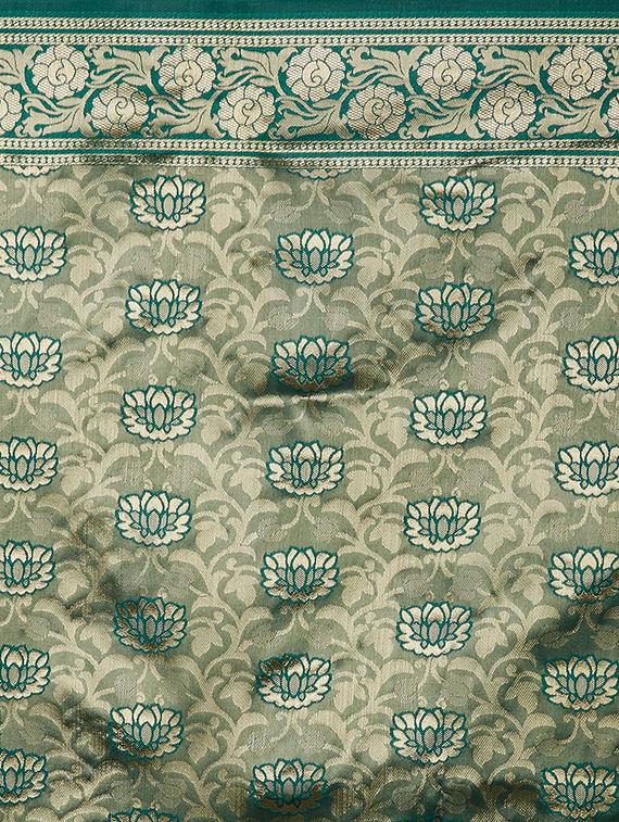 self design banarasi saree with blouse - 16954413 - Zoom Image - 4