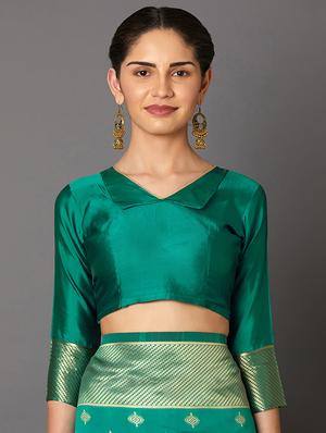 self design banarasi saree with blouse - 16954414 - Standard Image - 3