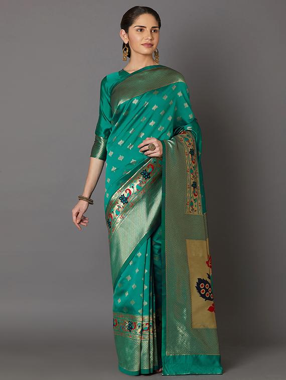 self design banarasi saree with blouse - 16954414 - Zoom Image - 1