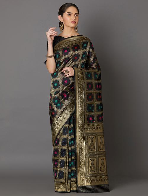 self design banarasi saree with blouse - 16954416 - Standard Image - 1