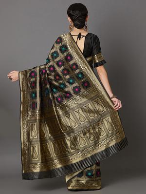 self design banarasi saree with blouse - 16954416 - Standard Image - 2