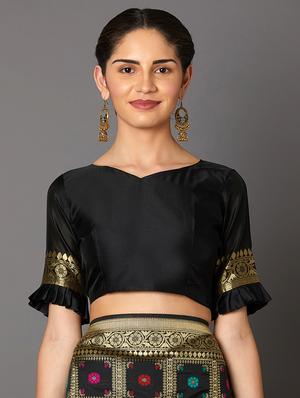 self design banarasi saree with blouse - 16954416 - Standard Image - 3