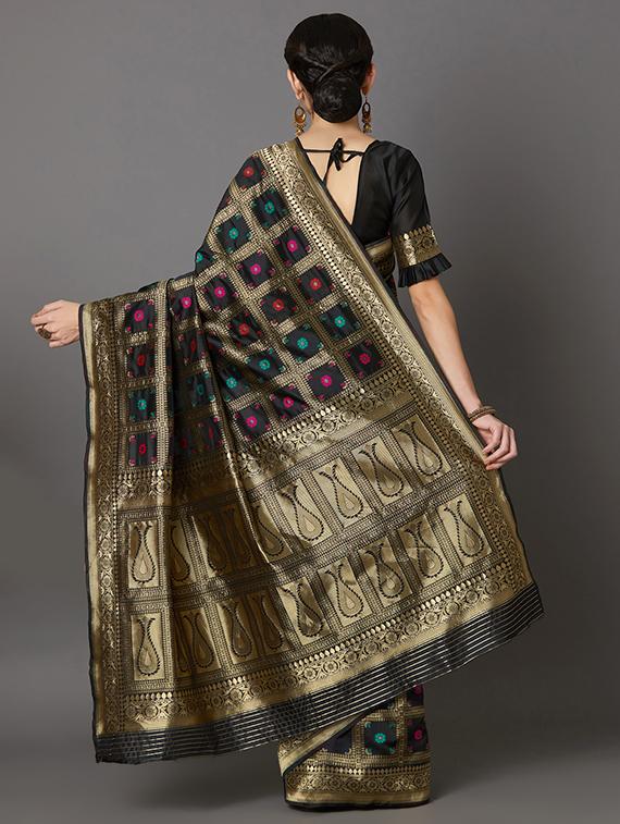 self design banarasi saree with blouse - 16954416 - Zoom Image - 2