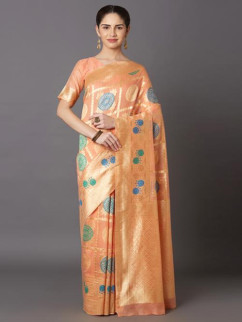 self design banarasi saree with blouse - 16954417 - Standard Image - 1