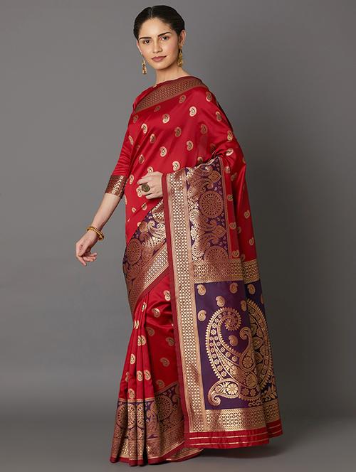 self design banarasi saree with blouse - 16954418 - Standard Image - 1