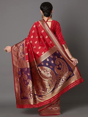 self design banarasi saree with blouse - 16954418 - Standard Image - 2