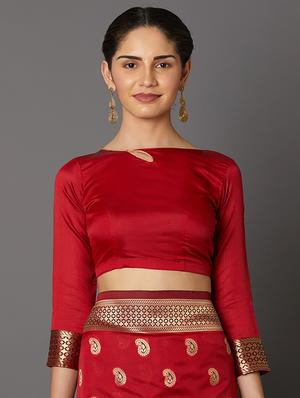 self design banarasi saree with blouse - 16954418 - Standard Image - 3