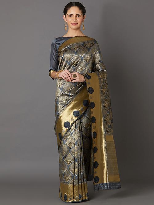 self design banarasi saree with blouse - 16954422 - Standard Image - 1