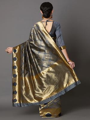 self design banarasi saree with blouse - 16954422 - Standard Image - 2