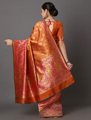 self design banarasi saree with blouse - 16954435 - Standard Image - 2