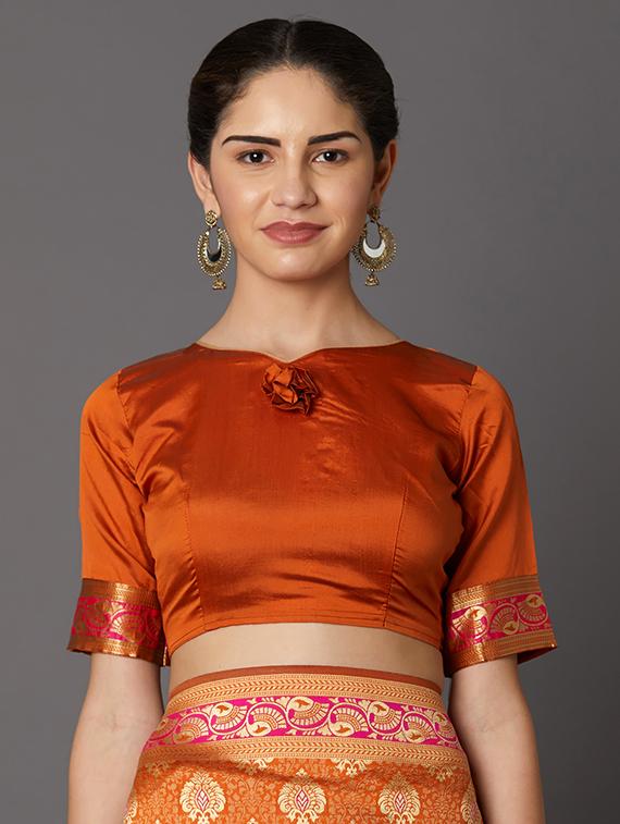self design banarasi saree with blouse - 16954435 - Zoom Image - 3