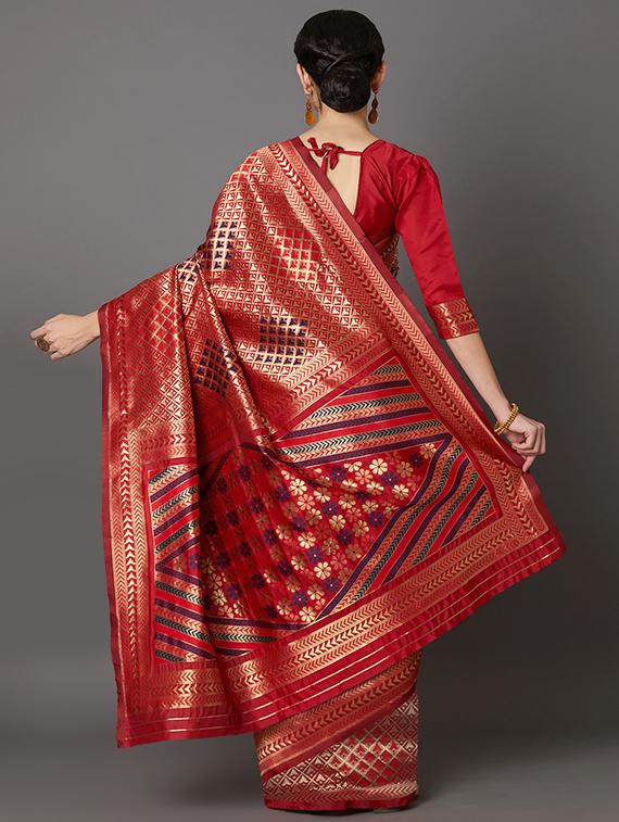 self design banarasi saree with blouse - 16954436 - Zoom Image - 2